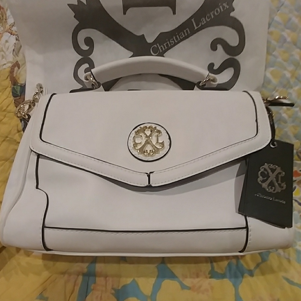 NOT NEW - Christian Lacroix White Handbag with Gold Accents… in good condition